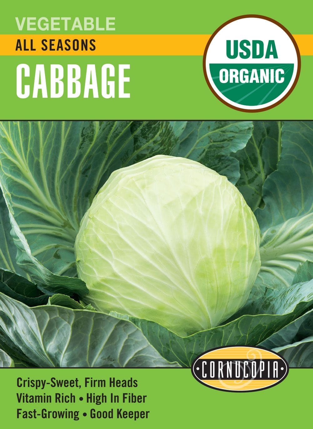 Organic Cabbage All Seasons - Cornucopia Seeds