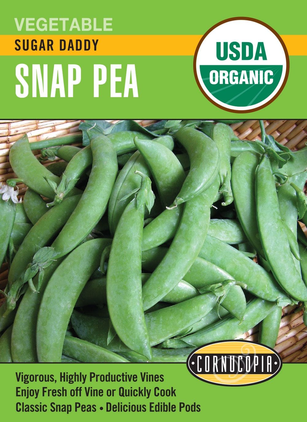 Organic Pea Snap Sugar Daddy - Cornucopia Seeds