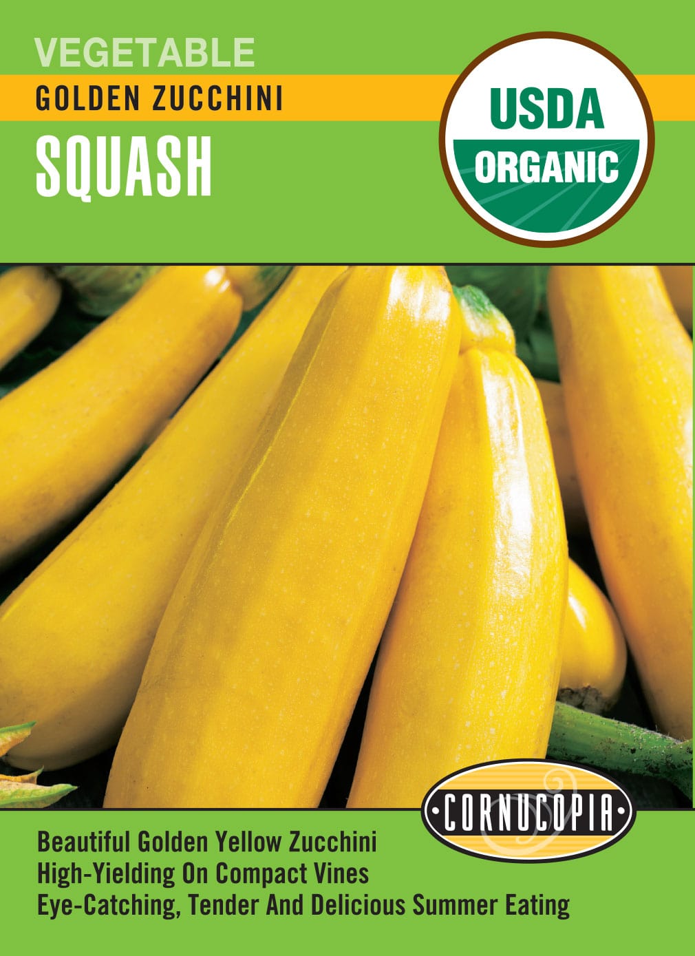 Organic Zucchini Golden - Cornucopia Seeds