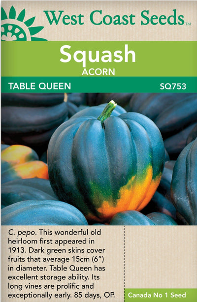 Squash Table Queen Acorn - West Coast Seeds