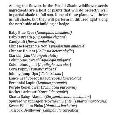 Wildflowers Partial Shade - West Coast Seeds