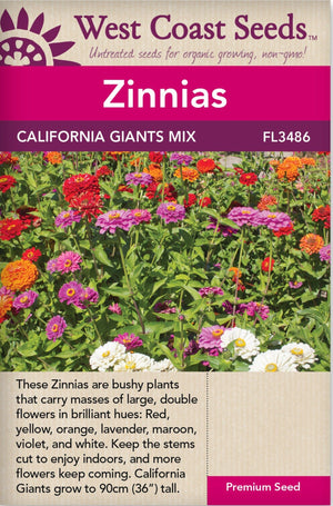 Zinnias California Giants - West Coast Seeds West Coast Seeds Ltd